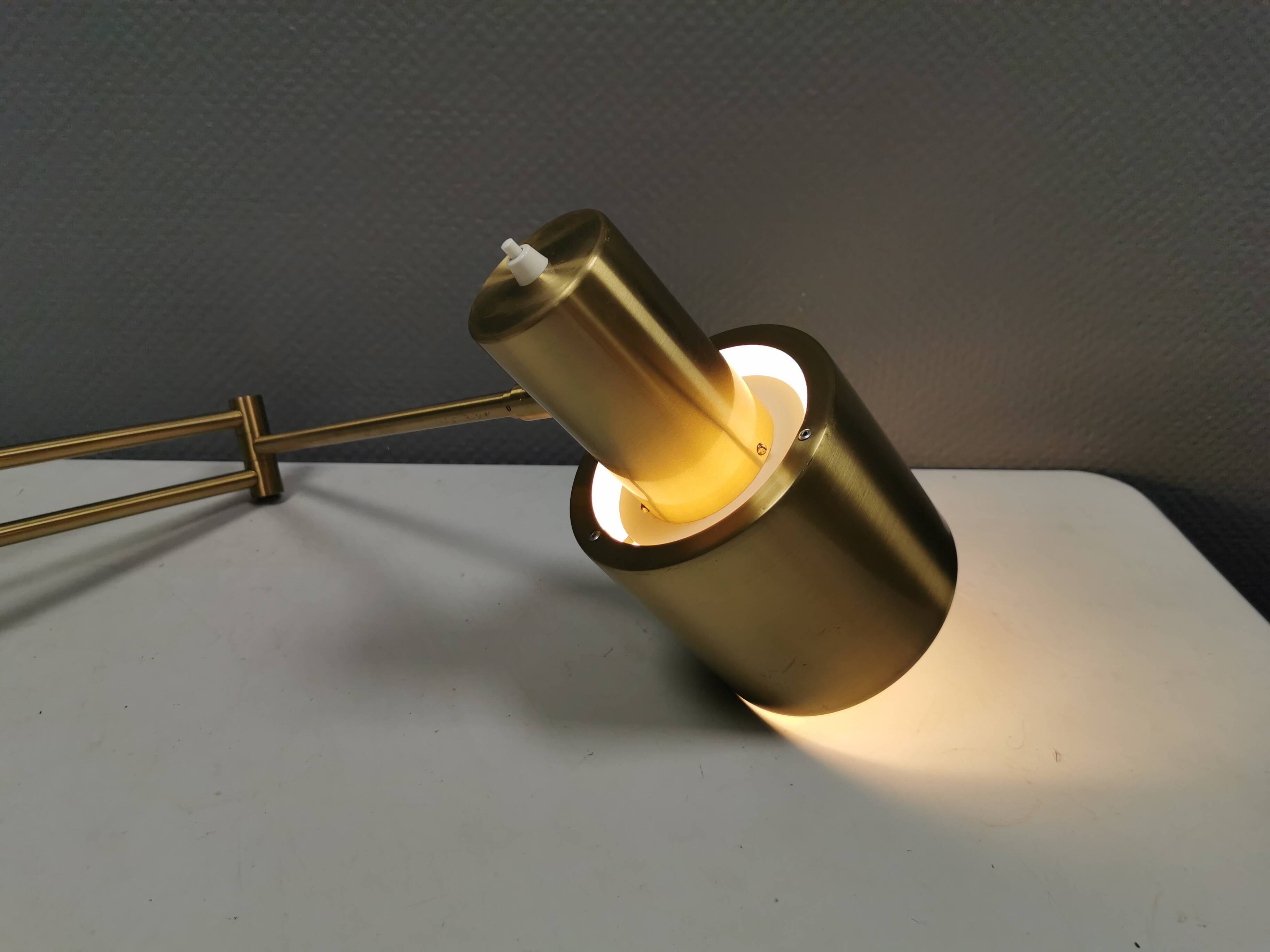 Horisont wall lamps in brass, designed by Jo Hammerborg in 1969, for Danish Fog&Mørup.