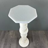 Carved White Marble Column, Mid-20th Century