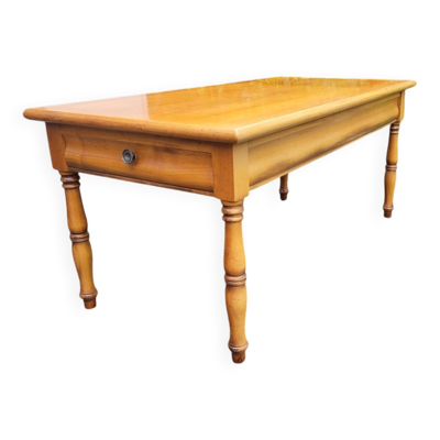 Table basse 2 tiroirs en merisier massif