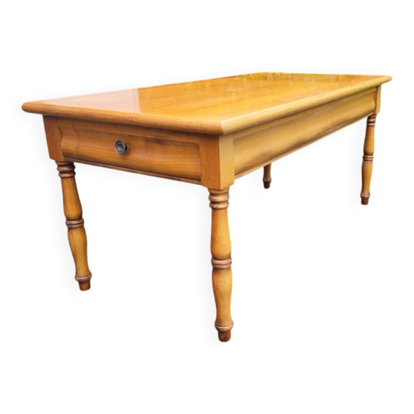 Table basse 2 tiroirs en merisier massif