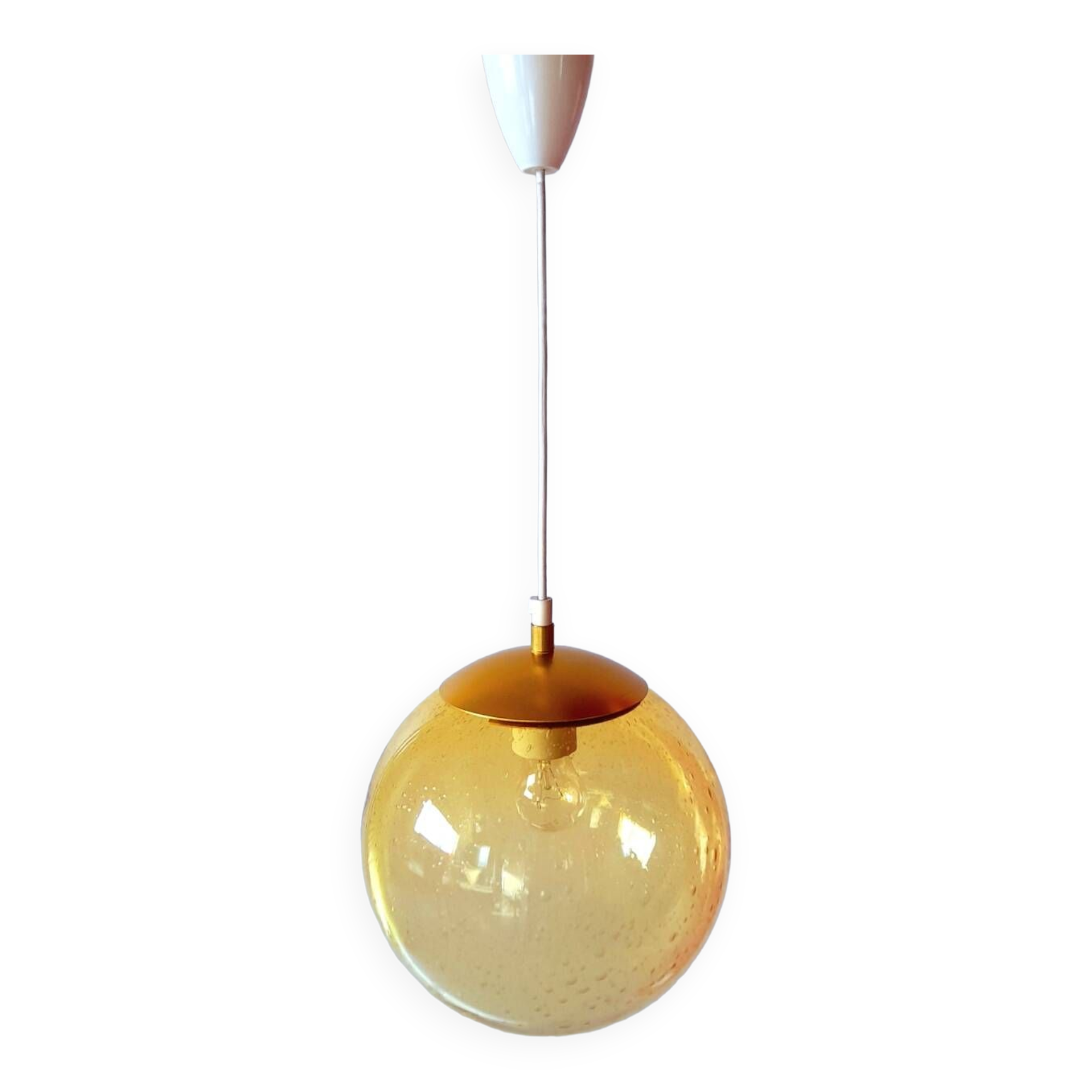 Amber bubbles glass pendant light