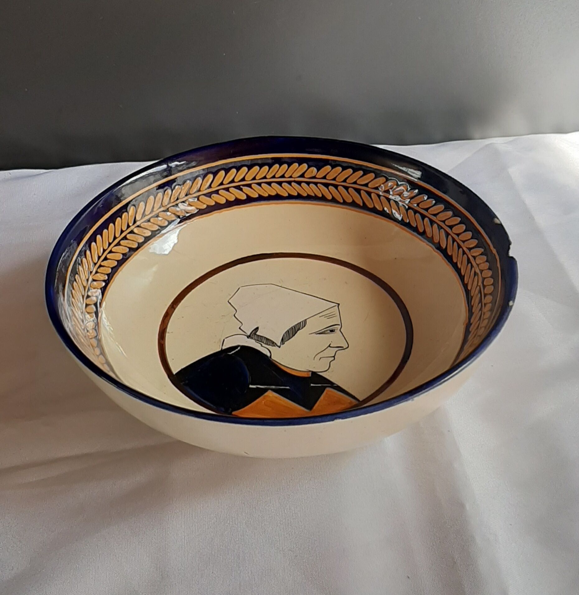 Henriot Quimper salad bowl Breton bust