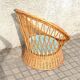Fauteuil corbeille vintage en rotin tressé - assise ronde Design 1960-1970