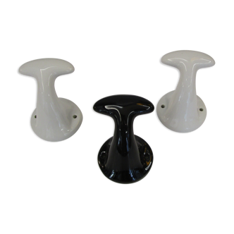 Lot de 3 patères en porcelaine de Limoges vintage estampillées