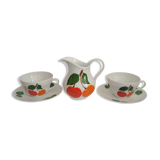 Duo cups and milk pot porcelain bavaria orange and vintage green 70