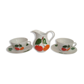 Duo tasses et pot à lait porcelaine bavaria orange et vert vintage 70