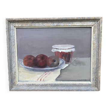 Old framed still life, oil on panel