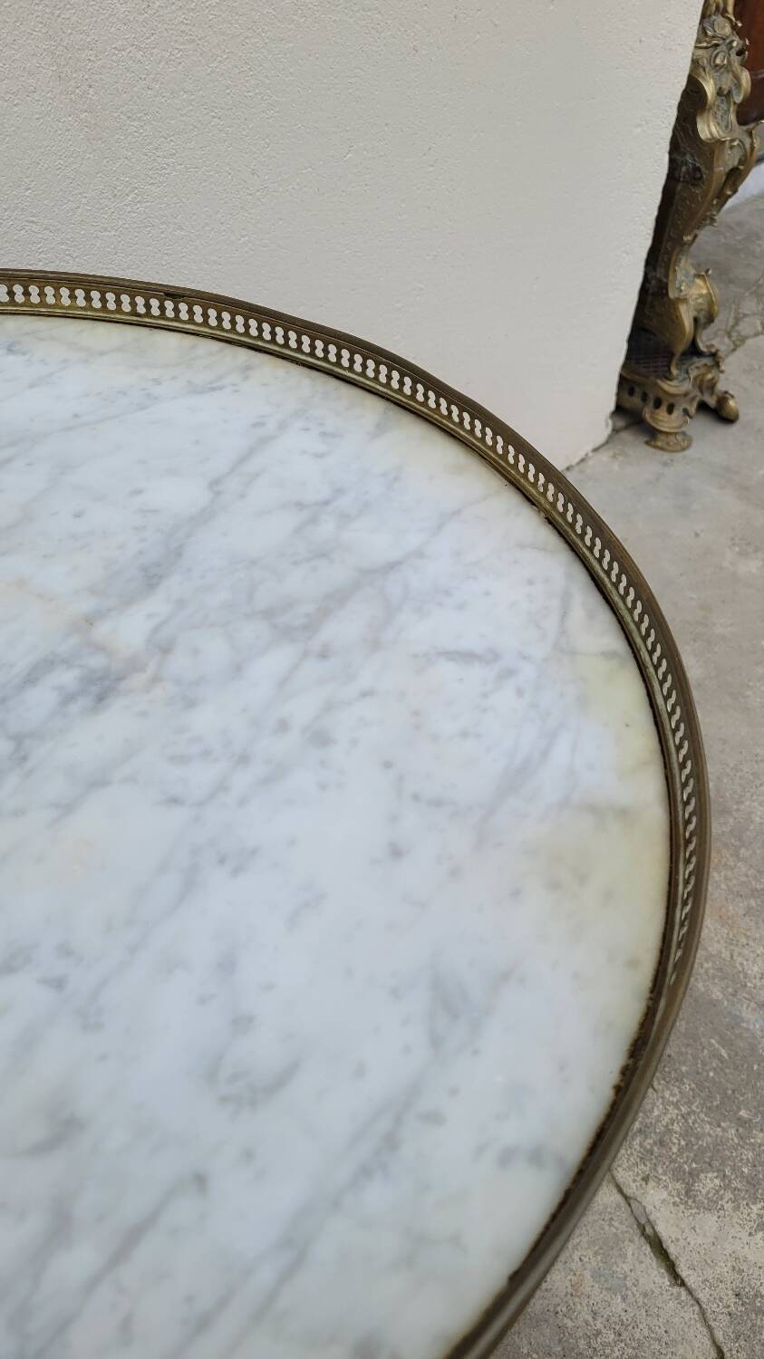 Antique Louis xvi style white marble hot water bottle coffee table