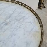Table basse bouillotte en marbre blanc style Louis xvi ancienne