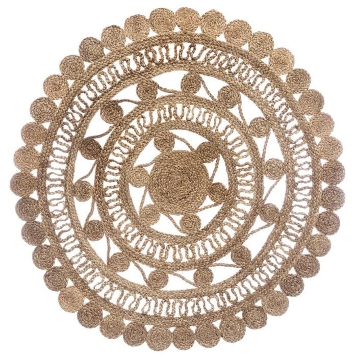Bohemian carpet round jute 120 cm