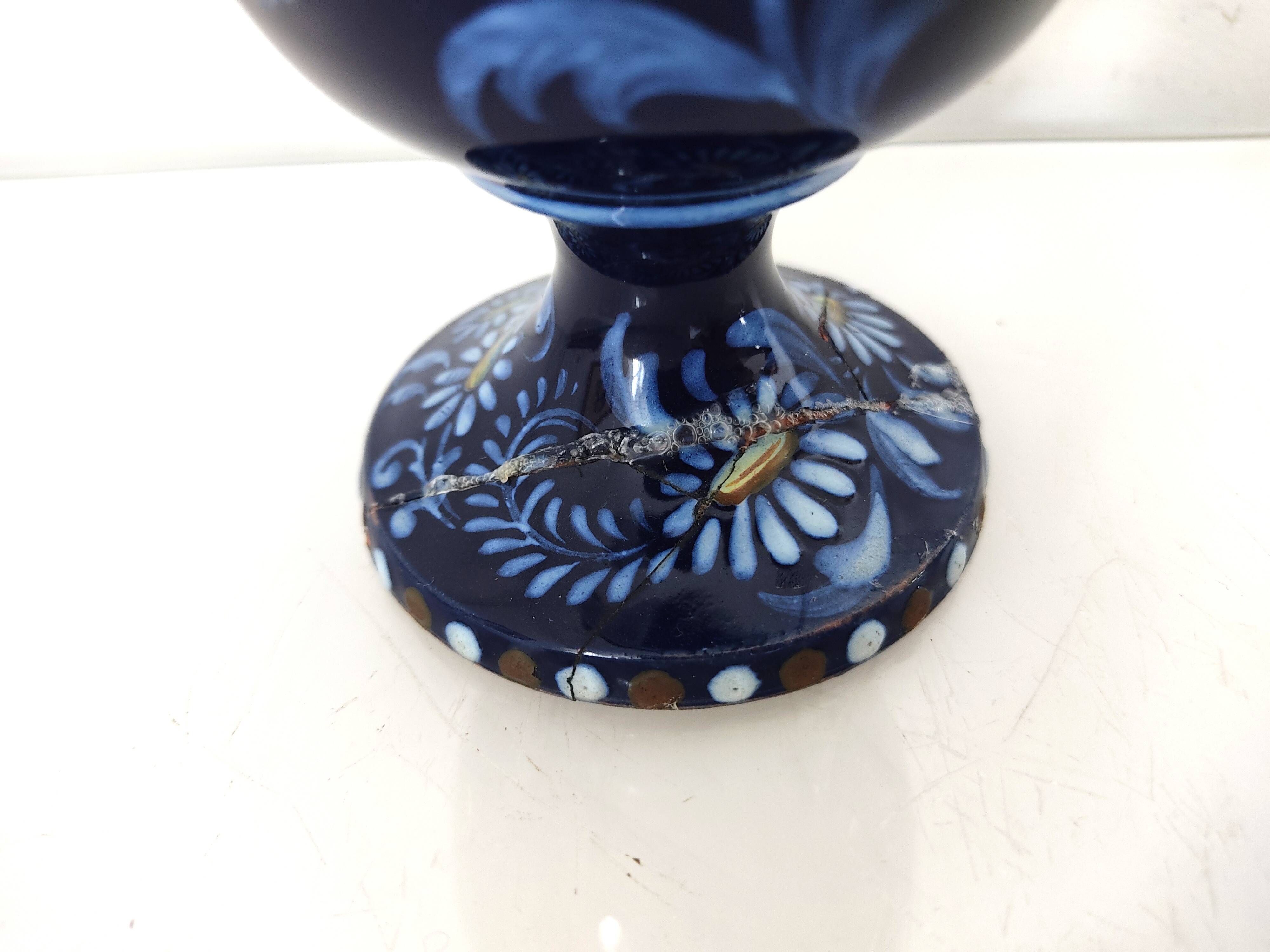 Small blue vase with birds