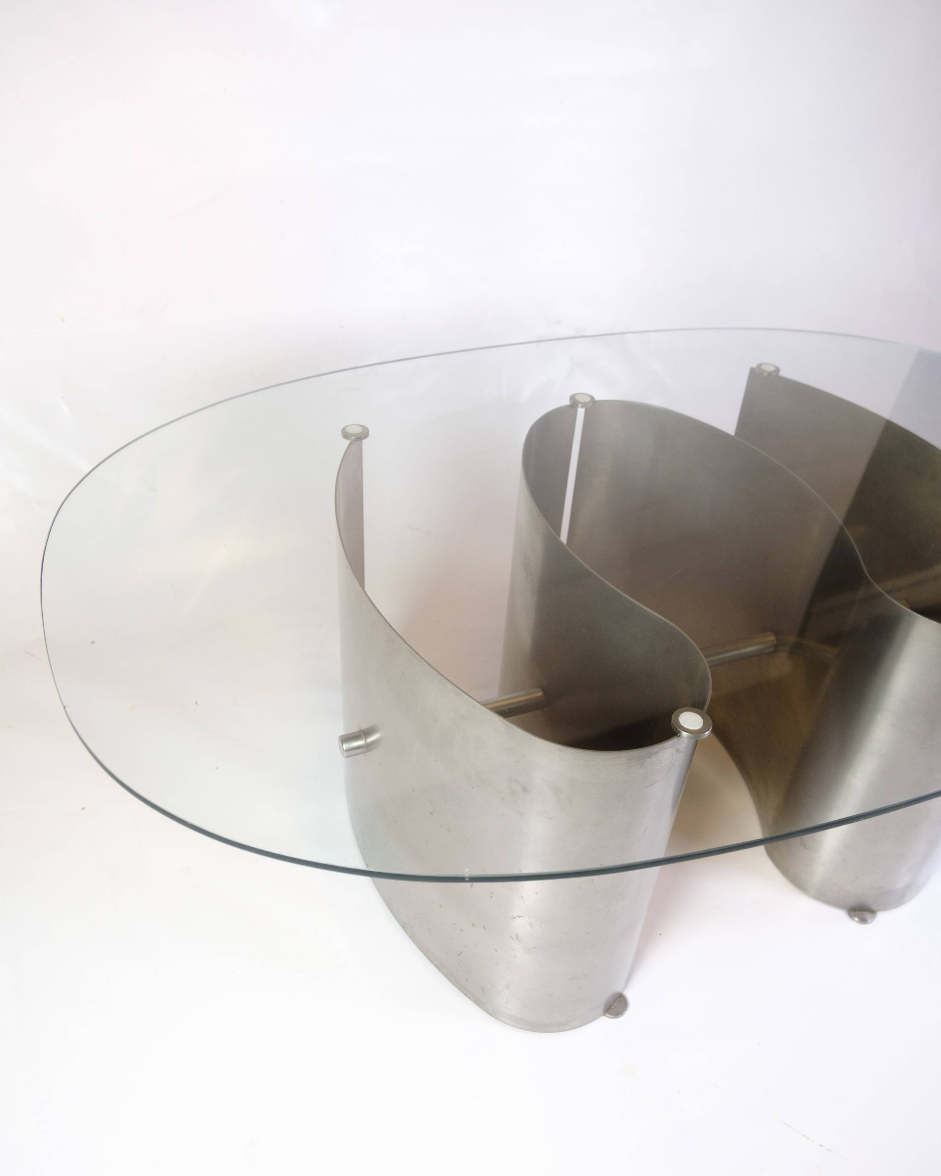 Unique Coffee Table With Glass Top By Jørgen Flemmer From 1980s