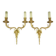 Large pair of wall sconces with male faces in Louis XVI style - bronze