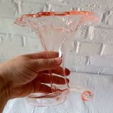Pretty trumpet vase, in blown pink glass