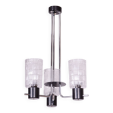 Mid-Century Chandelier in Chromed Steel and Glass by Drukov, Czech, 1970s