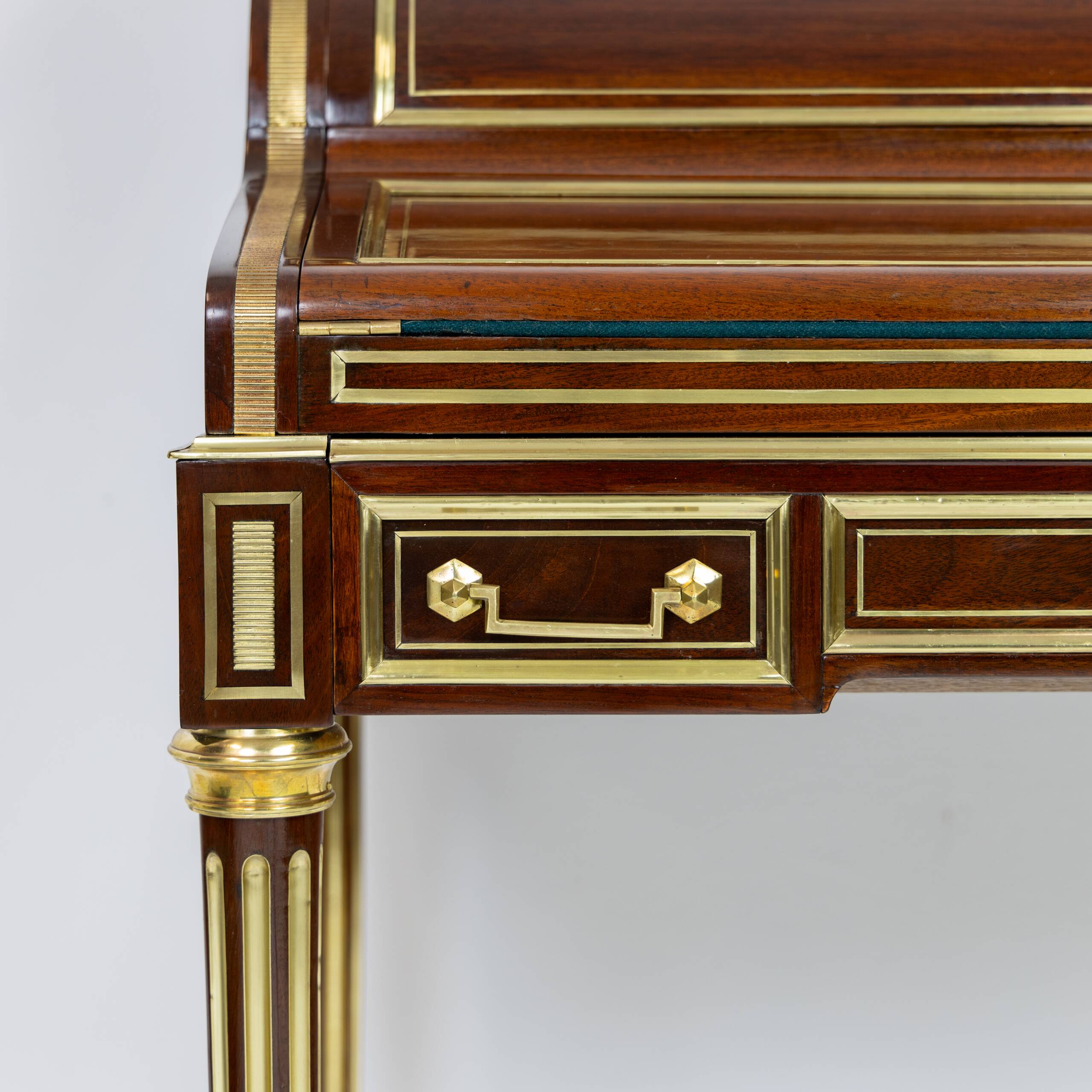 Louis XVI cylinder desk in mahogany and pink marble - circa 1860-1890