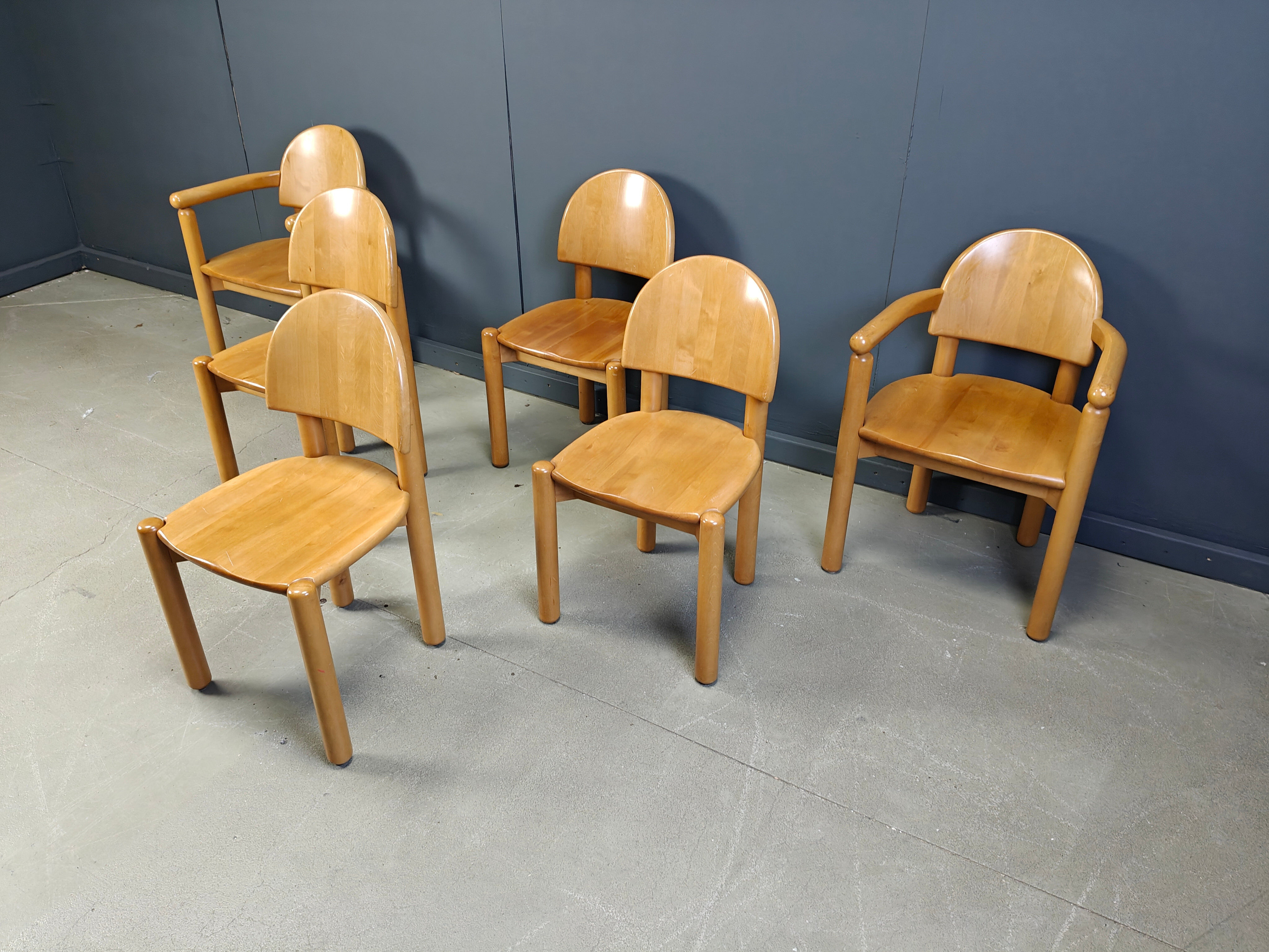 Rainer Daumiller pine wood dining chairs for Hirtshals Savvaerk set of
