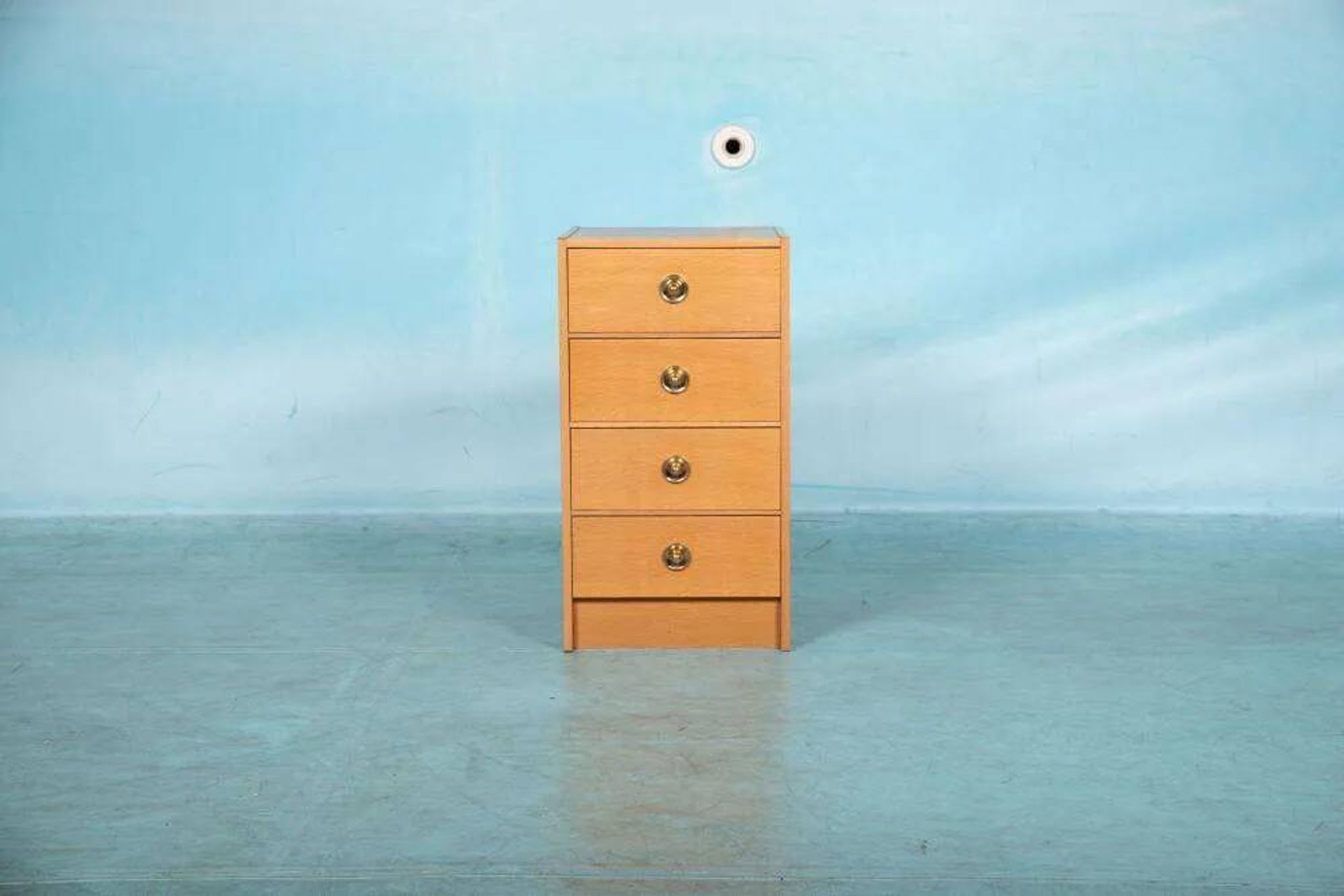 Scandinavian minimalist blonde oak chest, mid-century modern chest.
