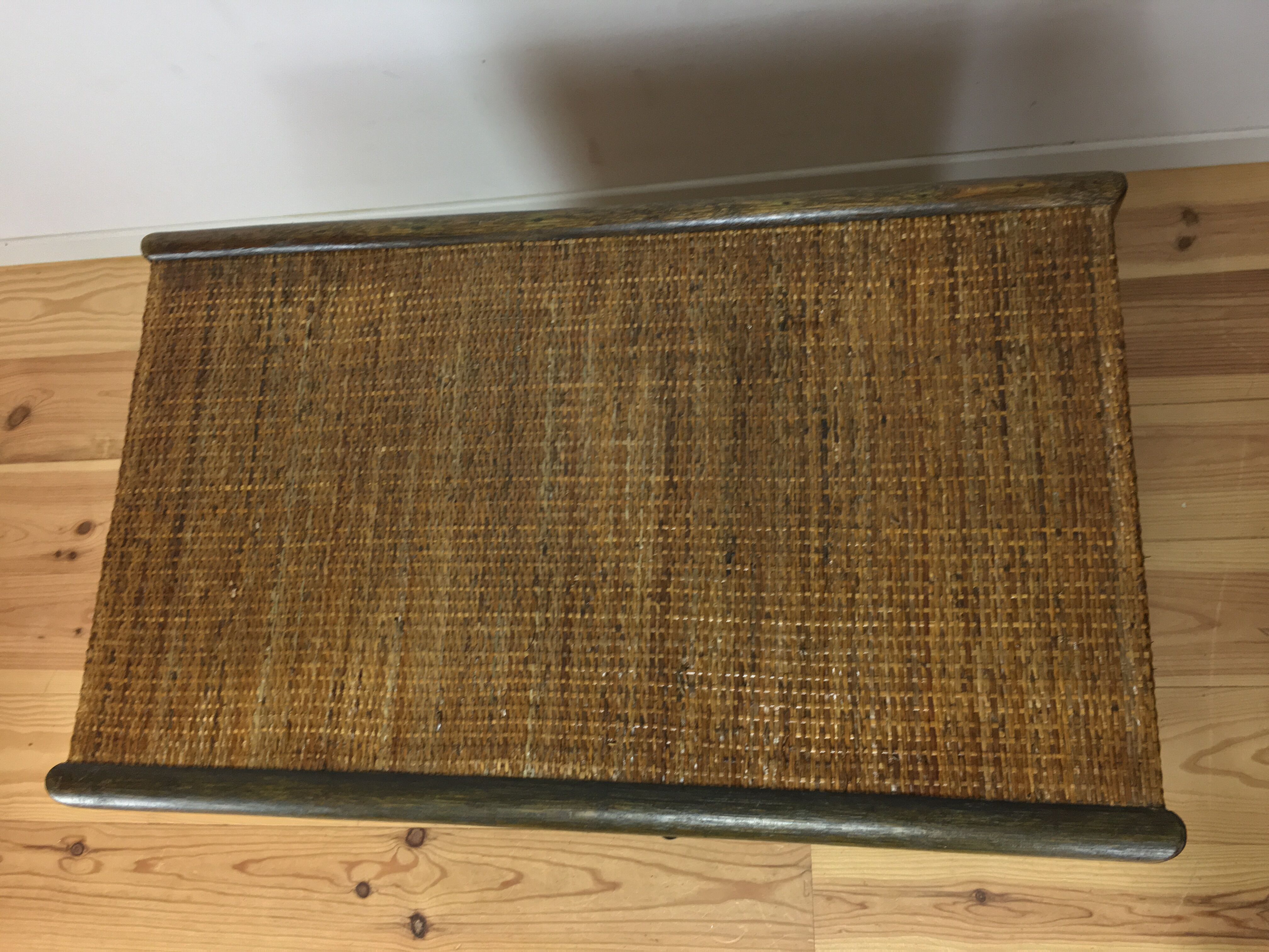 2-door woven rattan dresser, 70s