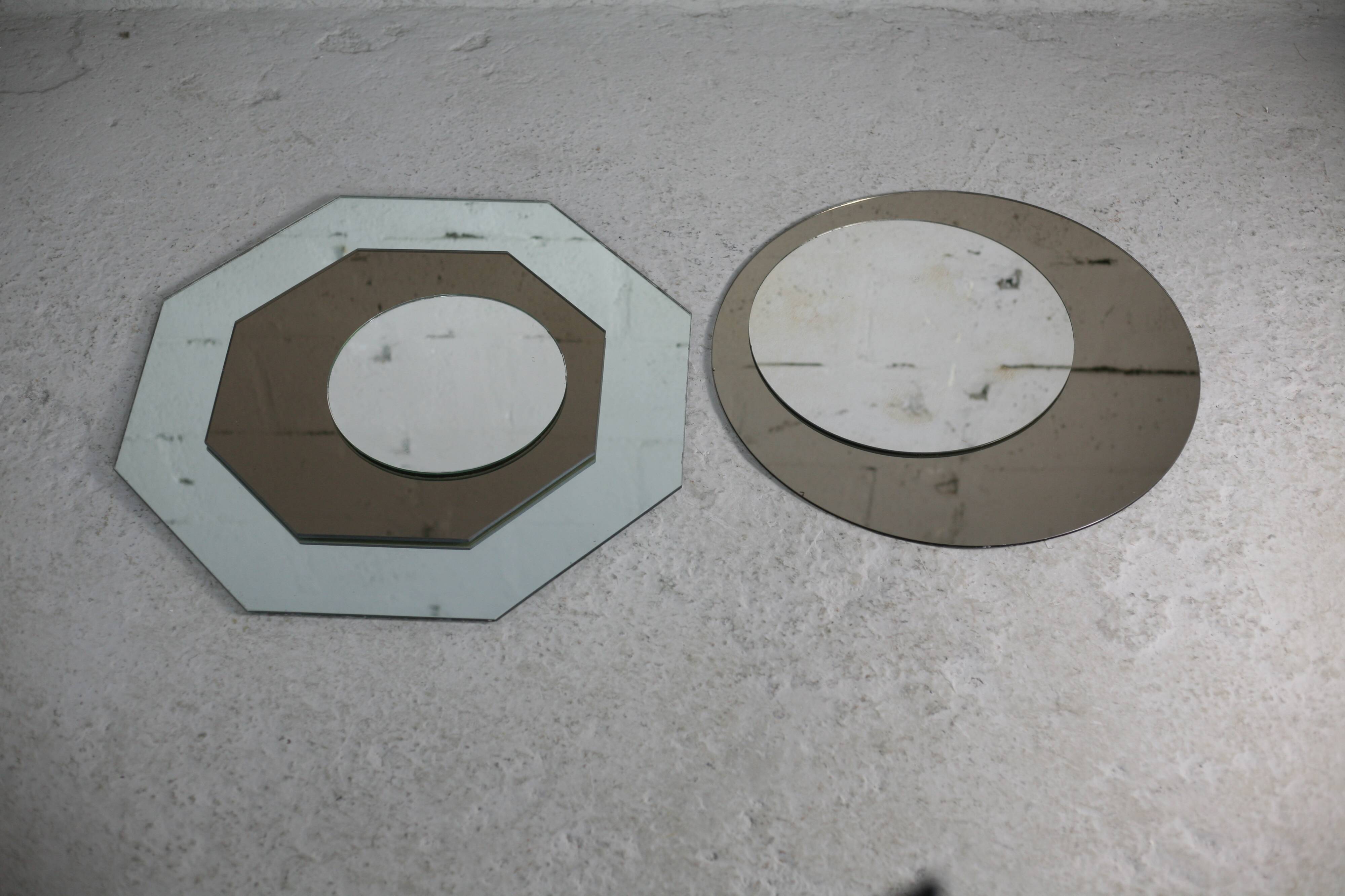 Pair of "kinetic" mirrors, France, circa 1970