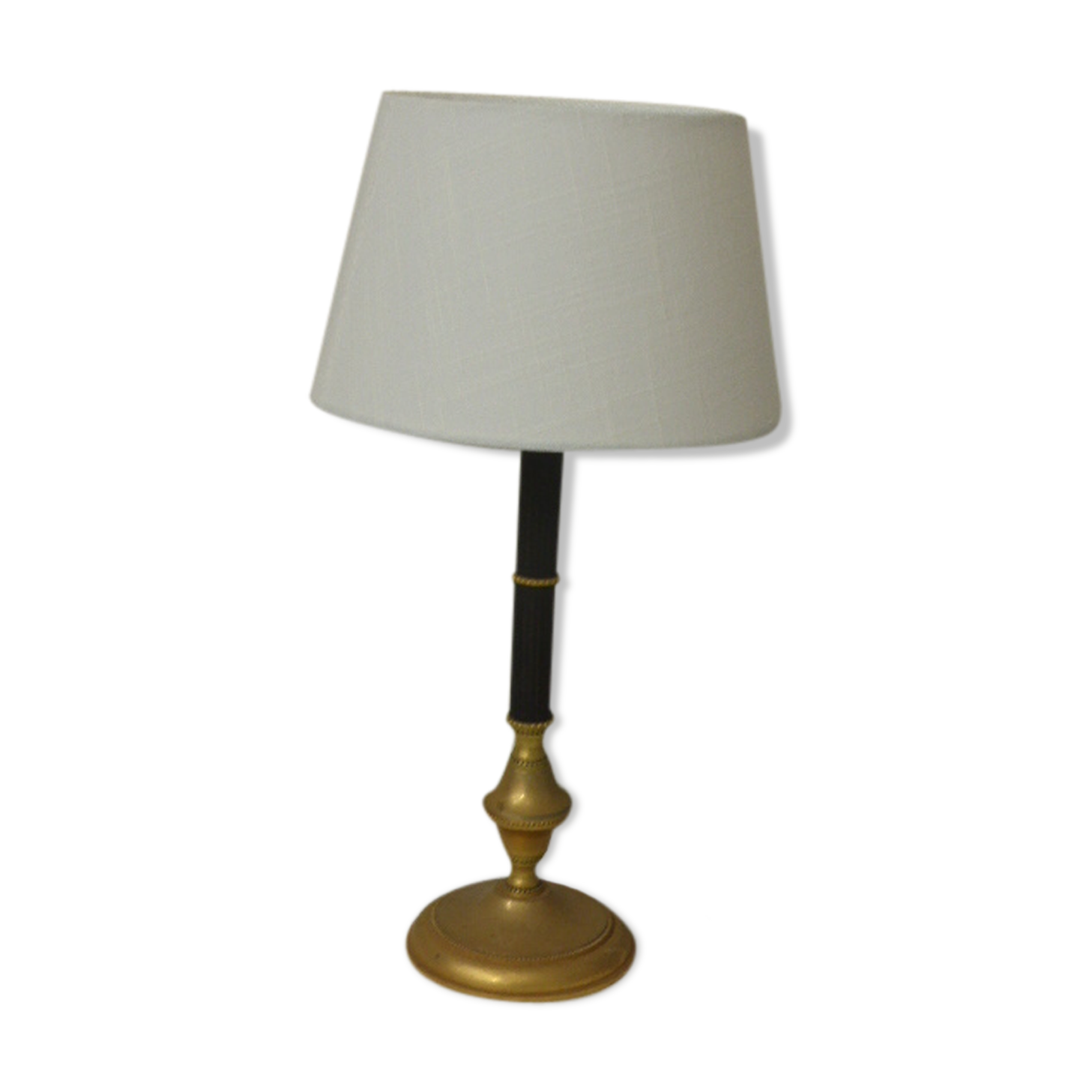 Lampe de table de style empire en metal et laiton forme de colonne ancienne
