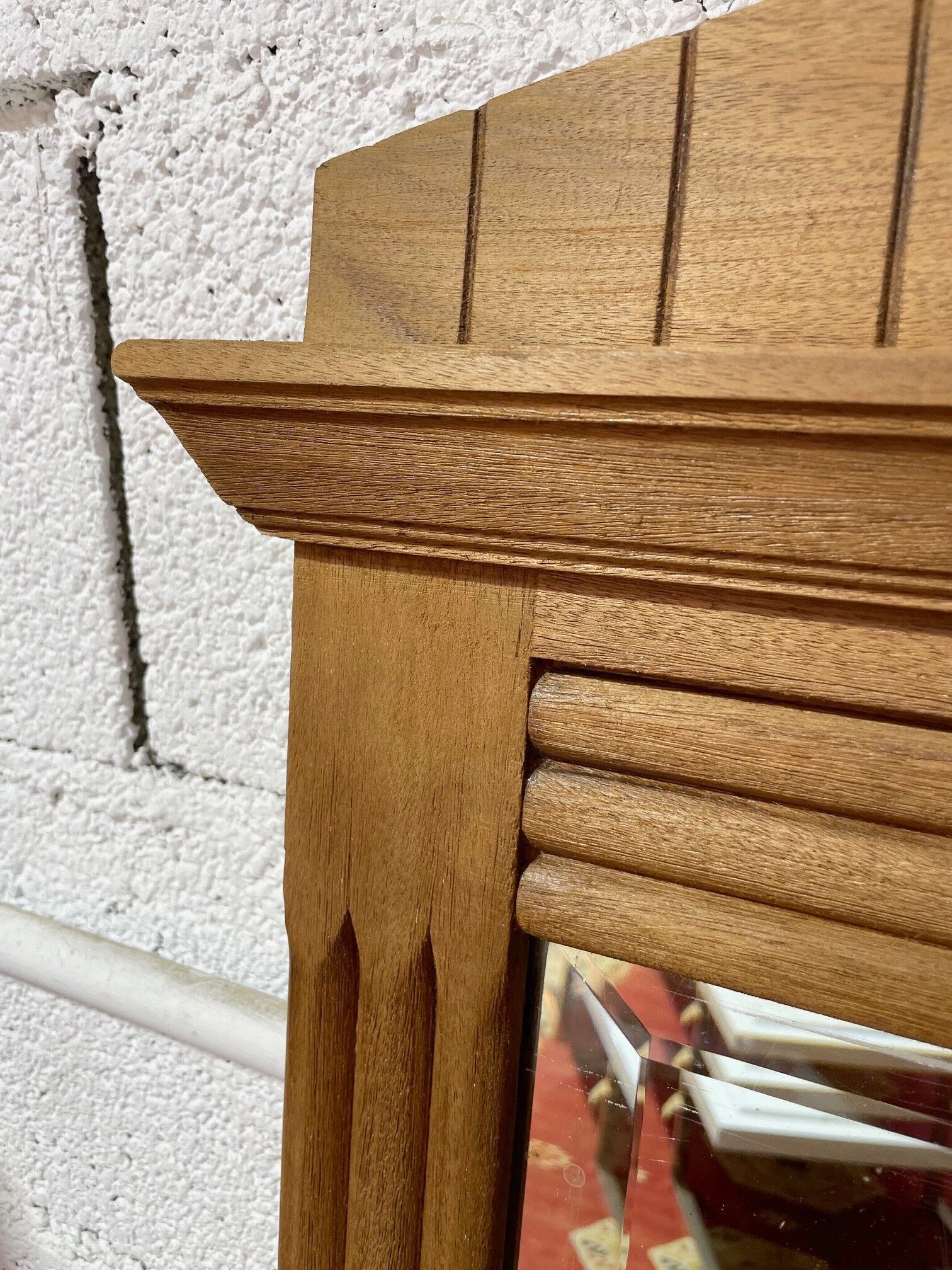 Bevelled oak Art Deco mirror 133x80