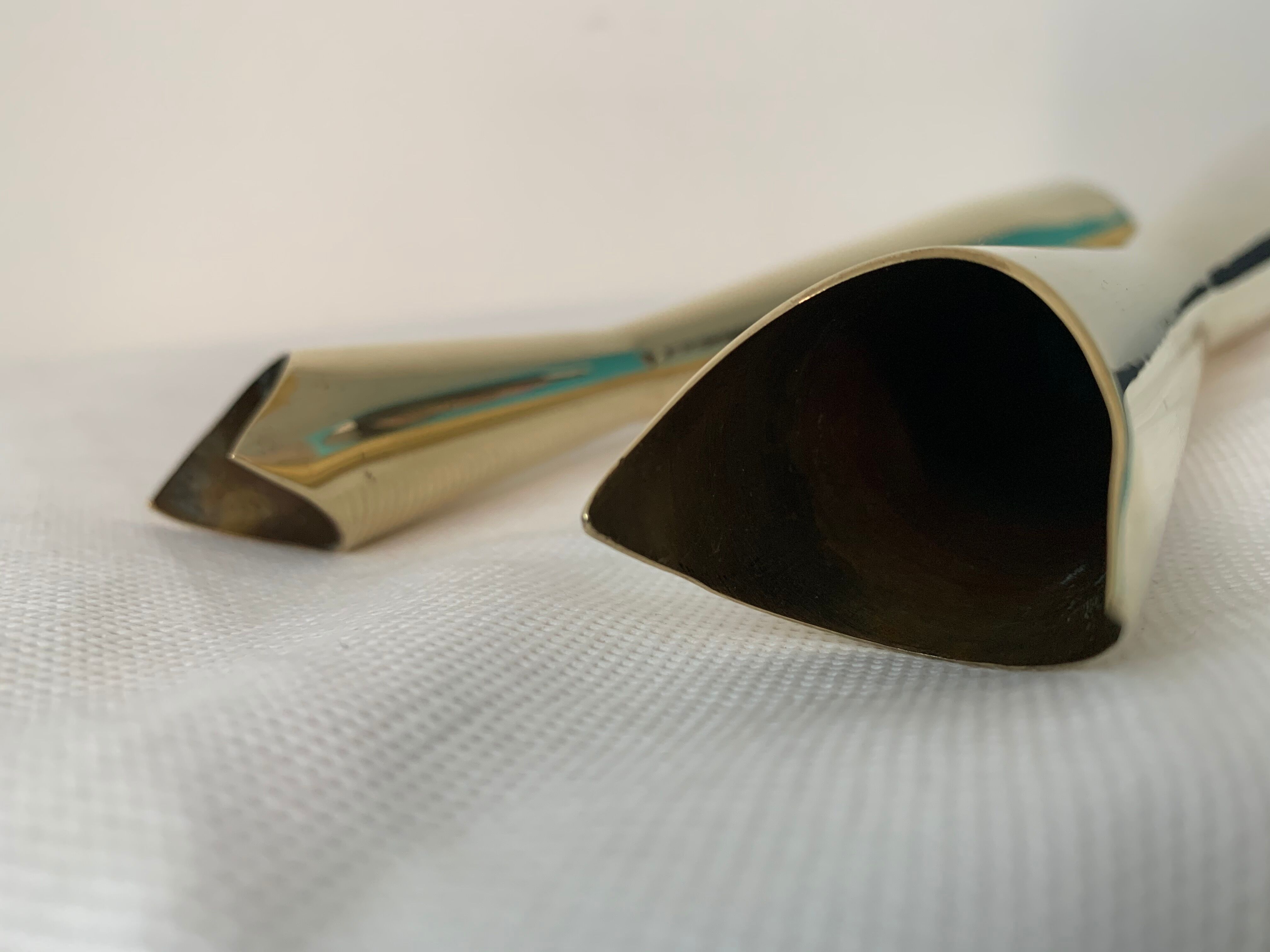 Pair of Lino Sabattini Cardinal brass vases for Christofle