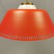 Hanging lamp in red lacquered metal and milky white opal glass 1970s Denmark.