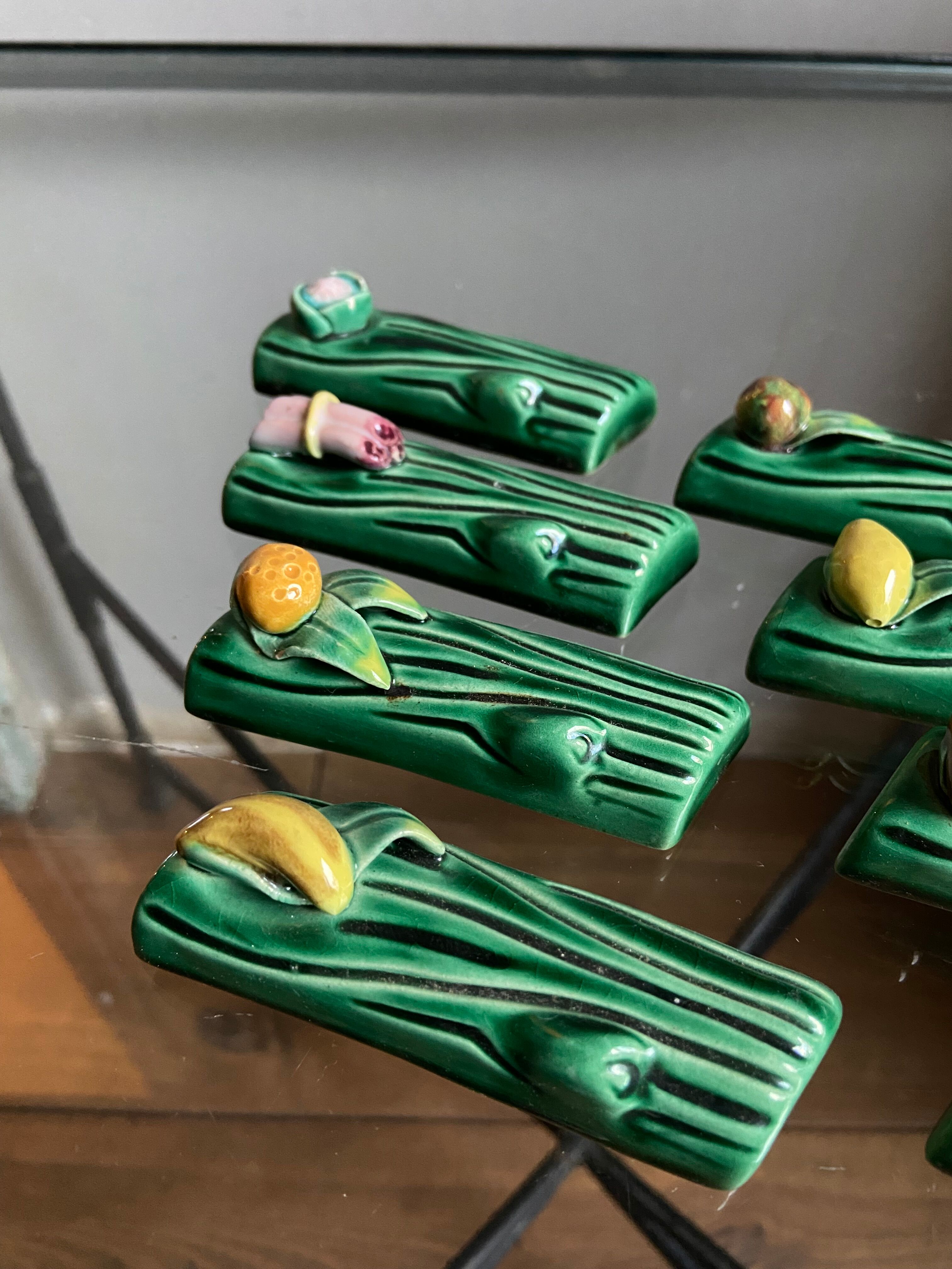 Vintage Vallauris vegetable and fruit knife holders