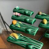 Vintage Vallauris vegetable and fruit knife holders