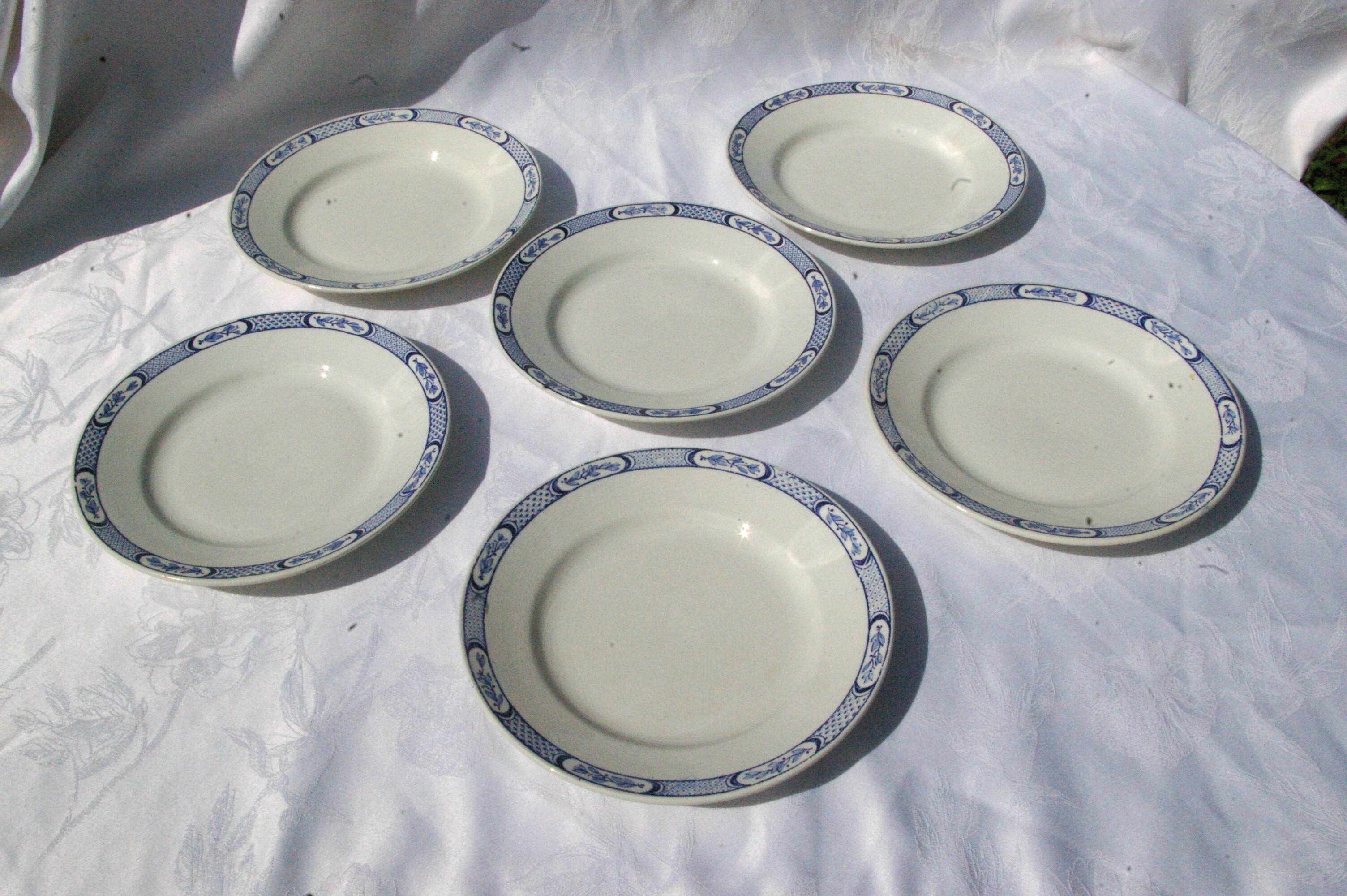 6 flat plates in Earthenware KG Lunéville livry model - D 21cm