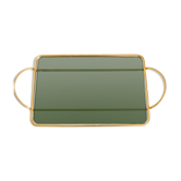 Serving tray in brass and Italian green smoked glass 50s