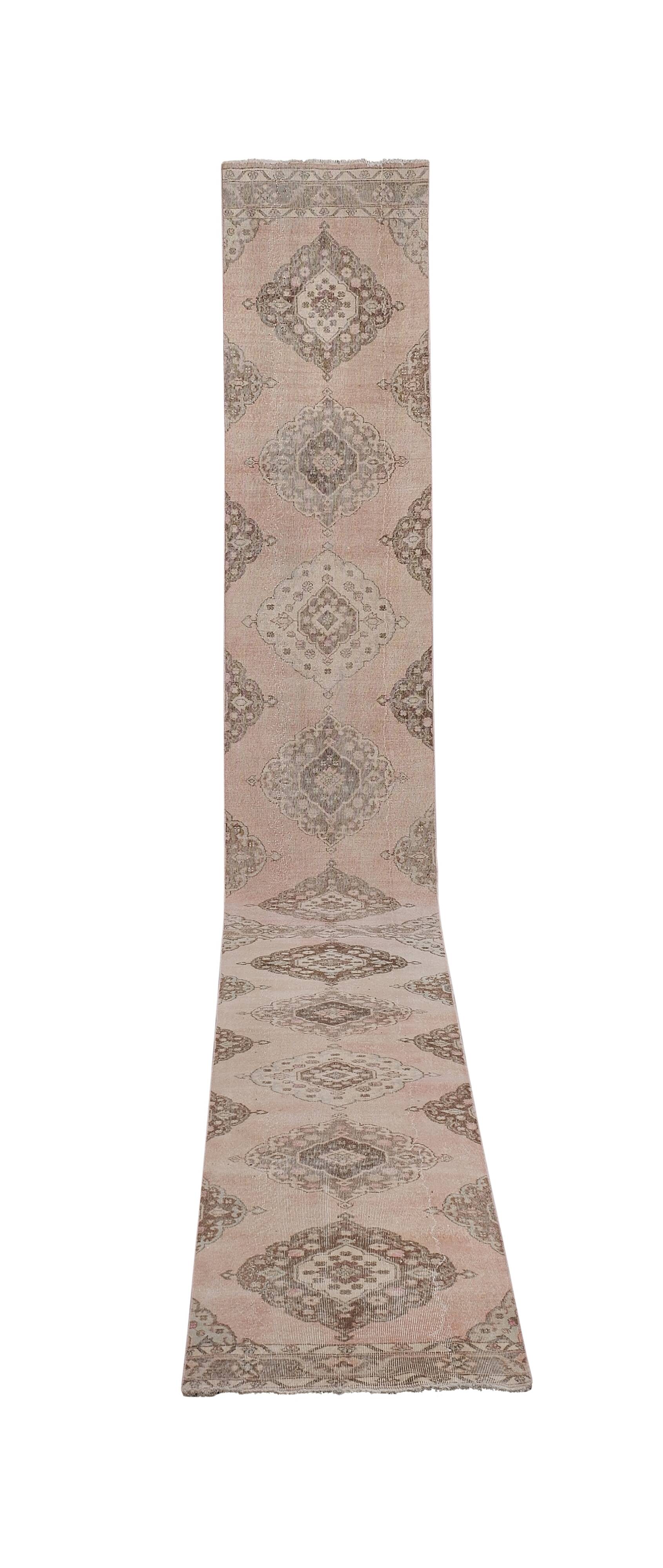 Vintage Turkish Oushak Rug Handwoven 86x733 cm