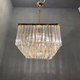 Italian Murano Glass Prism Triedri Chandelier Lamp