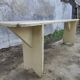 Old wooden farm bench vintage white fir industrial cloakroom