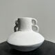 Artisanal terracotta vase painted white with double handles H:16 D:20