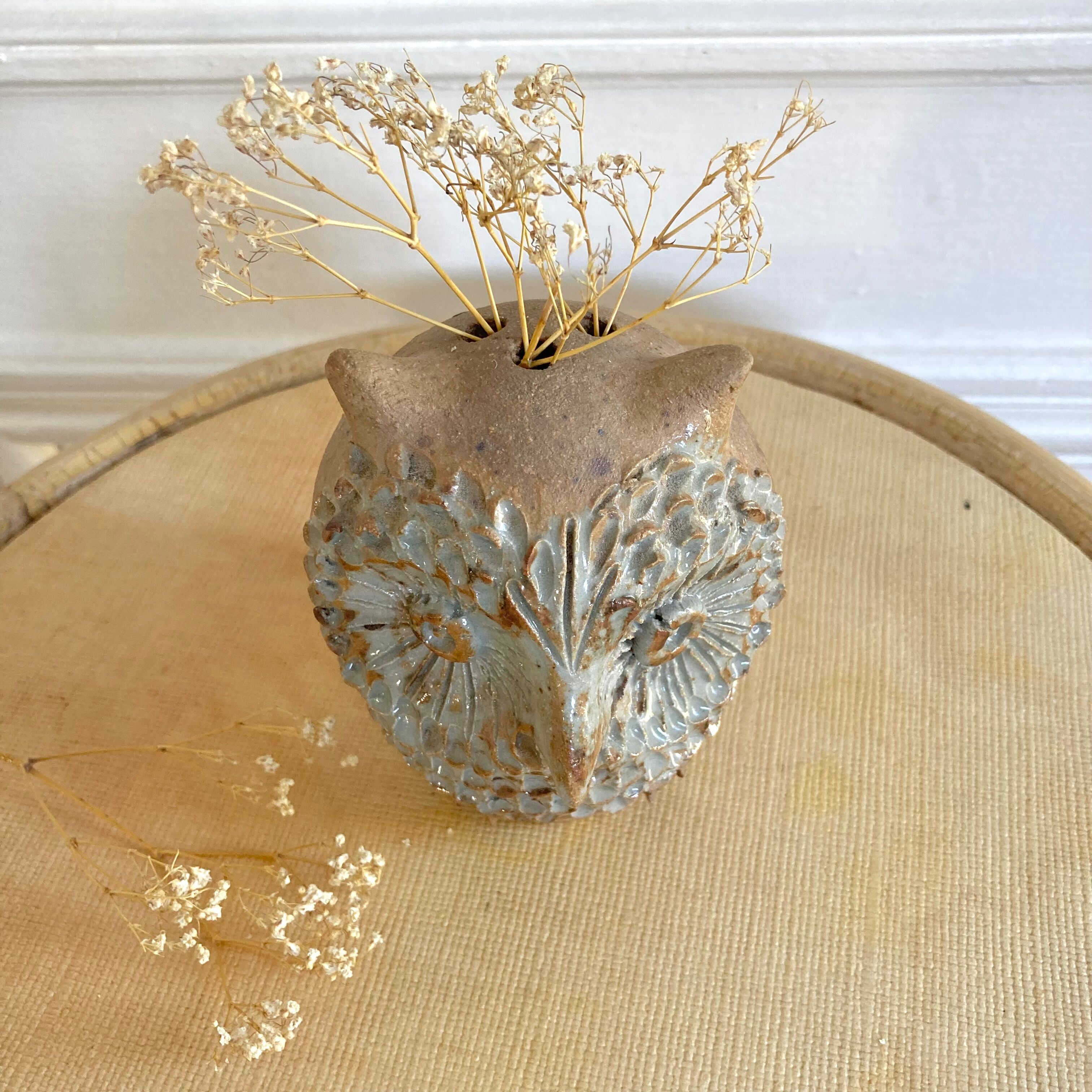 Pique flowers owl zoomorphic ceramic owl 70