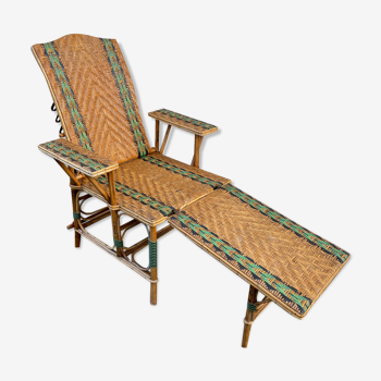 Chaise longue rotin