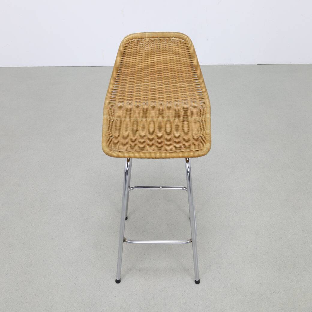 3x bar stool in rattan and chrome by rohé noordwolde, 1960s