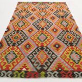 Large Green Handmade Vintage Kilim Rug, 184x309Cm