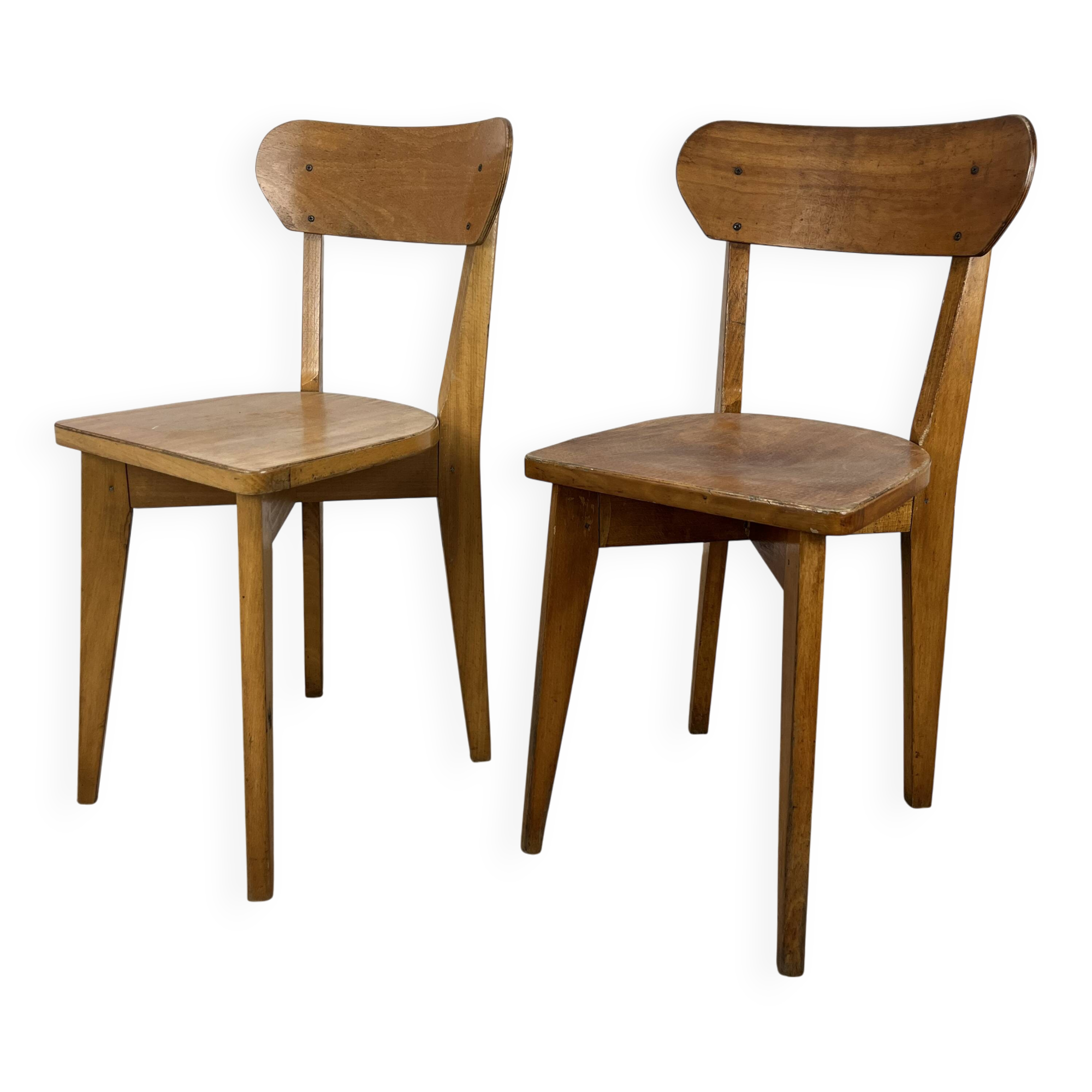 Pair of Luterma bistro chairs, wood, 1950s