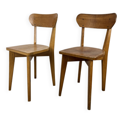 Paire de chaises bistrot Luterma, bois, années 50