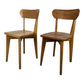 Paire de chaises bistrot Luterma, bois, années 50