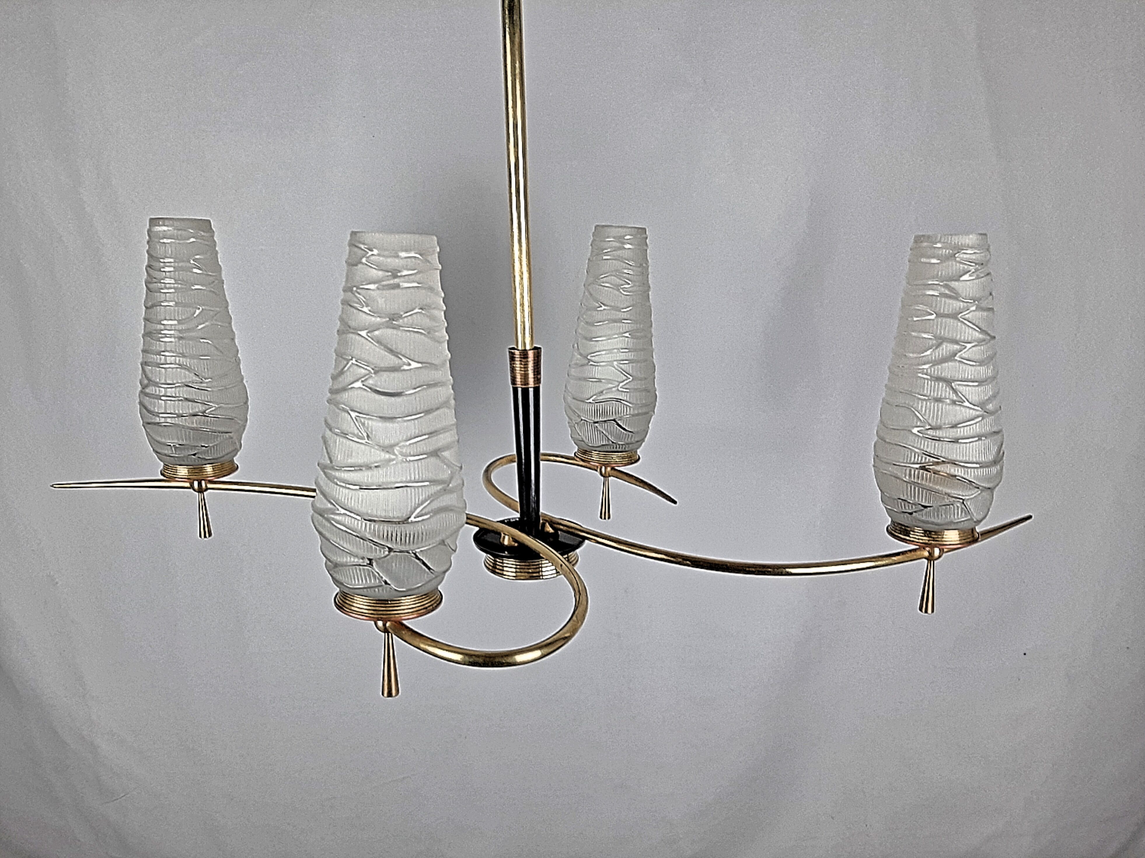 Mid Century Modern chandelier and collectible vintage lamp set