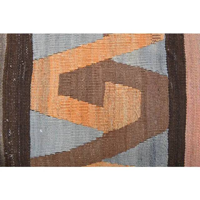 Vintage Turkish Oushak Handmade Wool Cotton Brown Kilim Runner Rug 164x315