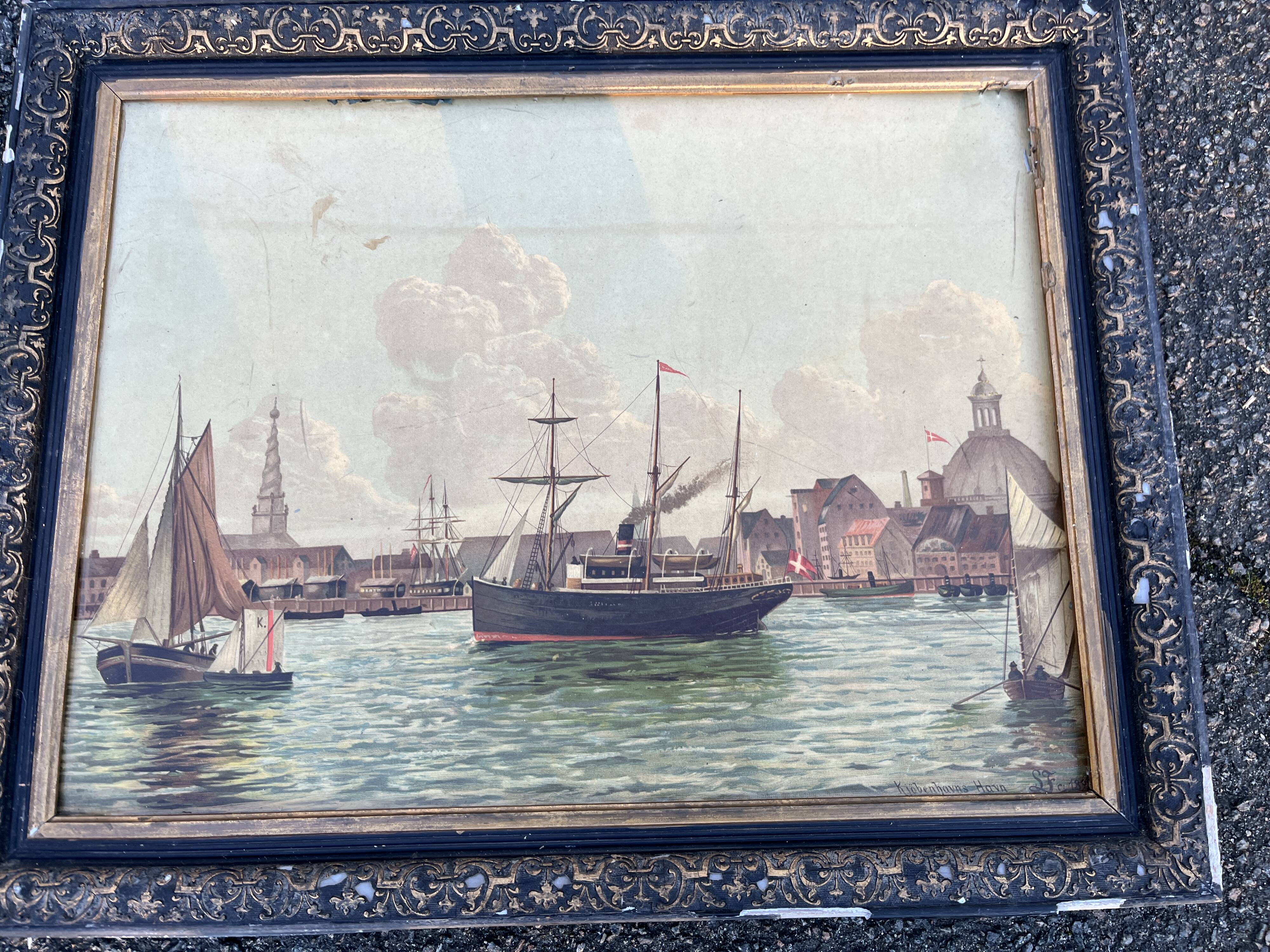 Beautiful Pair of 19th Century Maritime Lithographs in the Style of Frederik Soerense