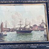 Paire de Lithographie maritimes dans le goût de Frederik Soerense, XIXème s.