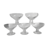 Set of 5 crystal champagne glasses faceted feet art deco 20-30s