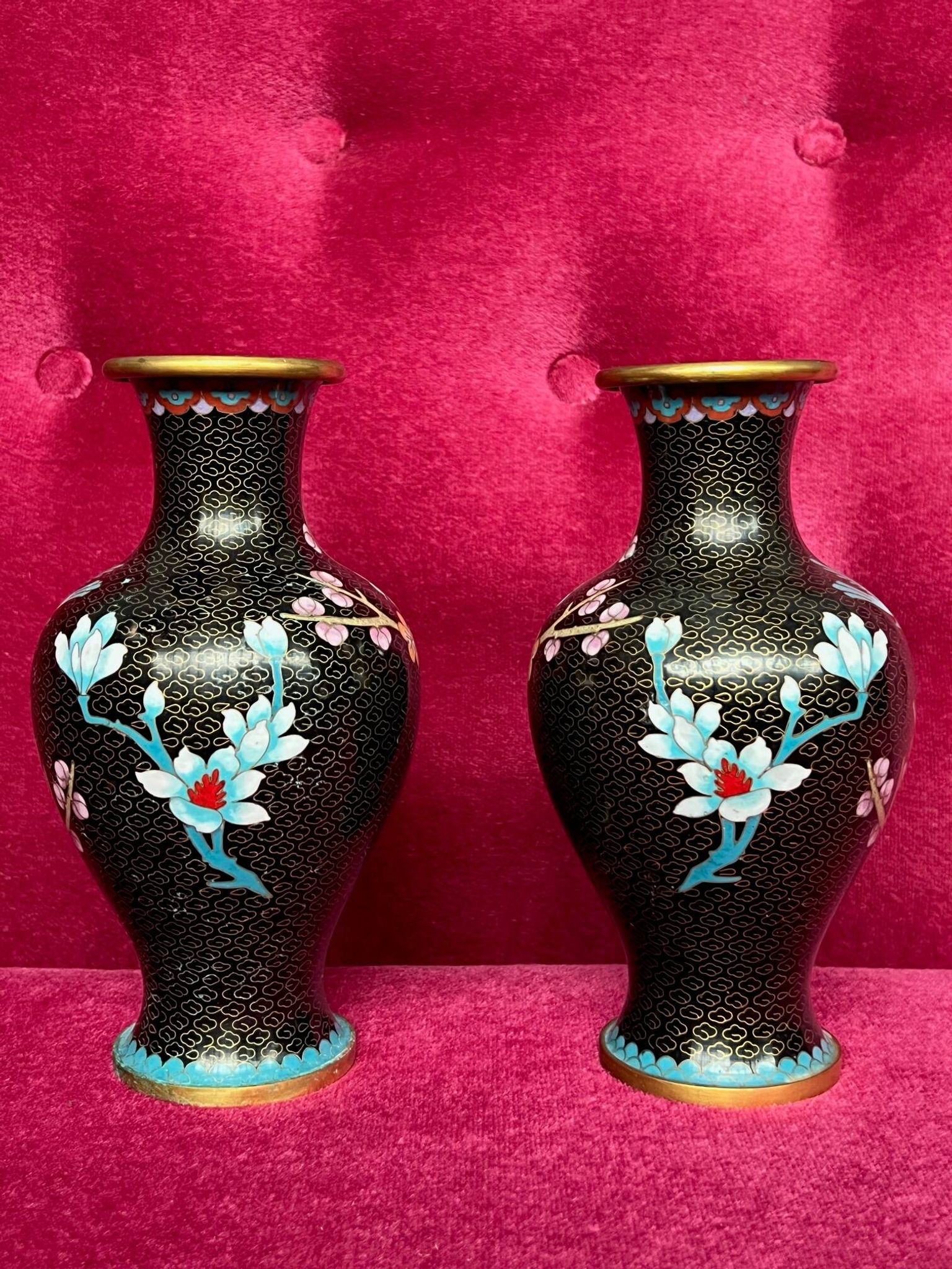 Pair of cloisonné vases.
