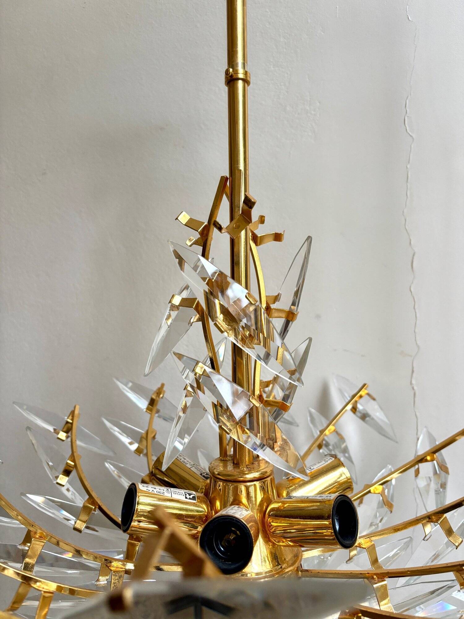 Rafael Tormo 6-light chandelier in gold metal and transparent tassels